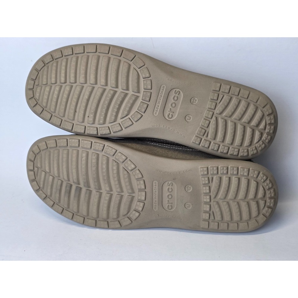 Crocs Santa Cruz 2 Men's Sneakers Size 12 Brown‎ Khaki Slip On Canvas Shoes - Picture 15 of 16
